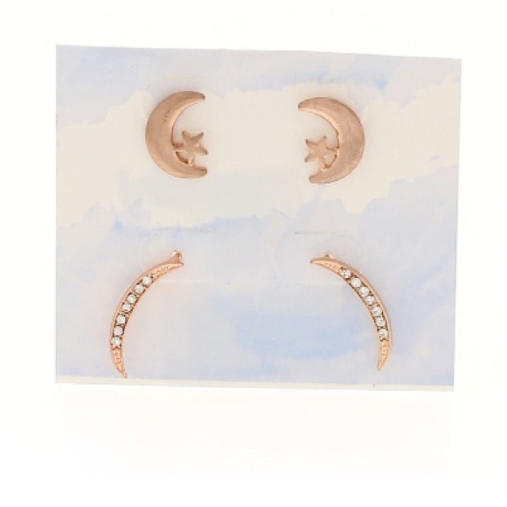Rose Gold Moon 🌙 and Stars Celestial Earring Set